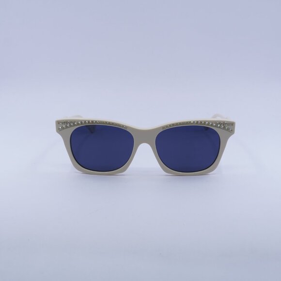 Gucci GG1299S 004 Sunglasses Ivory with Stones Cat Eye Frame, Blue Lenses main image 5